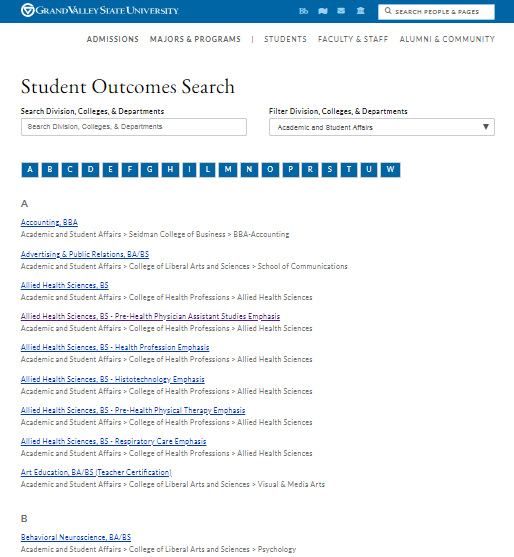Student Outcomes Search Spotlight